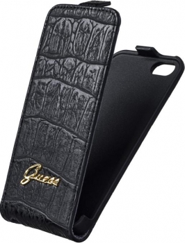 Чехол Guess для iPhone 5 Flip Croco Matt Black